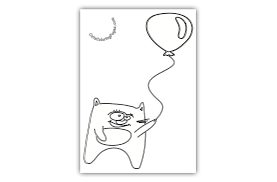 Birthday Card Coloring Page Cat Cat With Balloon Coloring Page Cat Coloring Page Coloring Pages Balloons