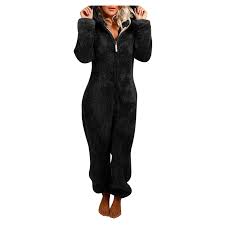 2024Cozy Fleece Hooded Onesie Pajamas for Women - Full-Zip Warm Sleepwear  Romper