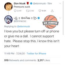 He, however, mentioned that it would only stay for a day. No Jumper On Twitter Elonmusk Tweeted This And His Girlfriend Grimes Responds Thoughts