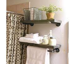 industrial floating bathroom two shelf combo with towel bar vintage style kitchen styling small renovations living room decor shelves