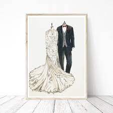 Anniversary Gift Personalized Bride And Groom Illustration Etsy Custom Wedding Dress Sketch Wedding Dress Sketch Dress Sketches