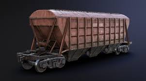 Lod Version Of Game Low Poly 3d Model Of Cargo Railroad Car Hopper Reduced Triangles From 36 378 To 14 628 3d Model Gru Low Poly Car Game Assets 3d Model