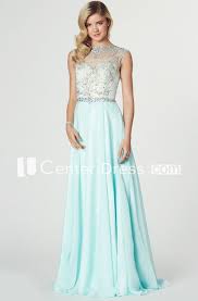 Maxi Sleeveless Beaded Jewel Neck Chiffon Prom Dress