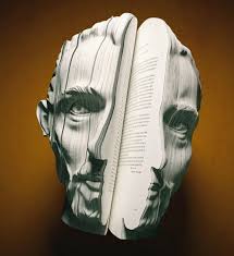 3d Book Art Written Portraits Is A Series Of Books Which Shows The Different Faces Literally Behind The Selected Autobio Book Sculpture Art Paper Sculpture