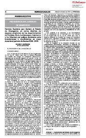 Decreto supremo que modifica el reglamento del decreto legislativo nº 1280 decreto legislativo que aprueba la ley marco de la gestión y prestación de los servicios de saneamiento aprobado por. Decreto Supremo N D S N 027 2019 Pcm Decreto Supremo Que Declara El Estado De Emergencia En Varios Distritos De Algunas Provincias De Los Departamentos De Tumbes Piura Lambayeque Cajamarca Y La Libertad
