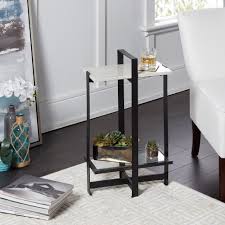 Moira Slim Handled Accent Table With Faux Marble Black In 2019 Marble End Tables End Tables Table