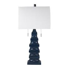 Modern Ceramic Table Lamp With Stacked Rectangles Blue And White Benzara In 2019 Ceramic Table Lamps Lamp Table Lamp