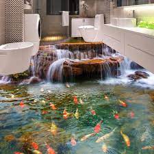 Nach 3d Boden Tapete Wasserfall Karpfen Badezimmer Boden Wandmalereien 3d Pvc Selbst Adhesive Wand Aufk Badezimmer Boden Bodenmalerei Bodenbelag Fur Badezimmer