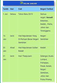 Melaka, negeri sembilan, pahang, perak, pulau pinang, sabah, sarawak, selangor, semua wilayah persekutuan (kuala lumpur, putrajaya dan labuan). Calender Cuti Umum 2019 Kereta Sewa Kota Kinabalu Sabah Facebook