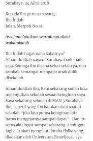 Surat pribadi adalah surat yang digunakan untuk menyampaikan berita yang dibuat oleh seseorang secara pribadi. Contoh Surat Pribadi Untuk Guru Gawe Cv