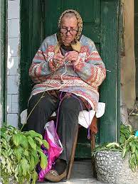 It had over 4 miles of mohair lace yarn and was covered in tomatoes. Old Woman Knitting Knitting Knitting Humor Vintage Knitting