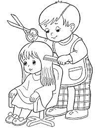 Coloring page with barber man. Online Coloring Pages Profession Coloring Page The Barber Cuts The Girl A Profession