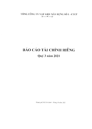 Báo cáo tài chính riêng - Quý 3 năm 2021