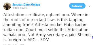 Shame Is Foreign To Apc Dino Melaye Reacts To President Buhari Receiving Attestation From Waec Apc Shame Presidents