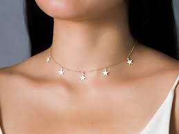 A necklace is an article of jewellery that is worn around the neck. Dainty Star Choker Necklace 14k Gold Filled Star Necklace Etsy