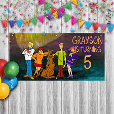 Personalized Birthday Banners For Adults Personalized Scooby Doo Birthday Banner Weatherproofing Cuztom Threadz In 2020 Personalized Birthday Banners Birthday Banner Personalized Birthday