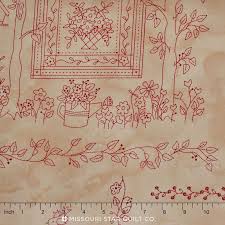A Quilter S Garden Red Stiched Garden Yardage Bird Brain Designs Maywood Studios Bordado La Red