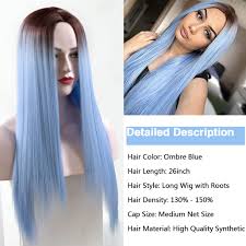 Check spelling or type a new query. Buy Blue Wigs For Women Ombre Long Blue Straight Hair Wig Women S Pastel Colorful Long Middle Part Hair Wig 26inch Light Blue Heat Resistant Fiber Full Wigs With Breathable Wig Cap Perfect