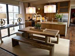 The classic picnic table made easy to build! Kitchen With Wood Features And Picnic Style Table Hgtv
