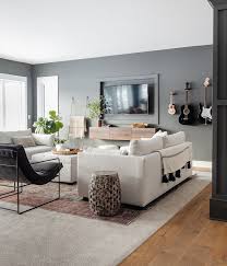 Charcoal Color Basement Family Room