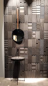 What Looks Like Cast Concrete Tiles Of Different Designs Embossed Engraved Stamped Patterned Textured Laid Out Bathroom Interior Room Interior Interior