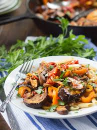 Eggplant Cacciatore Didn T Have Eggplant Or Parsley But Added Extra Tomatoes Peppers Onio Cacciatore Recipes Vegetarian Recipes Healthy Eggplant Pasta