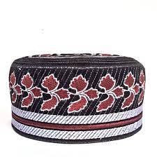 Khurshid Halloween Cap Arabic Design Machine Embroidered Kufi Men S Koofi Pakistani Light Wait Topi In 2021 Hats For Men Arabic Design Mens Caps
