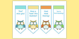 Grab the owl treat bag printable here. Cute Owl Themed End Of Year Editable Bookmarks