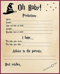 Harry Potter Baby Shower Prediction Cards Games Printable Baby Shower Prediction Cards Harry Potter Baby Shower Harry Potter Baby