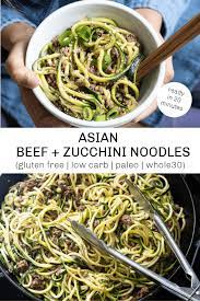 Asian Beef And Zucchini Noodles Gluten Free Paleo Whole30 Savory Lotus Recipe Asian Beef Keto Beef Recipes Paleo