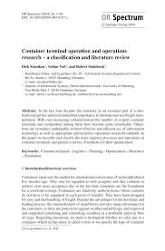 PDF) Container terminal operation and operations research - A  classification and literature review