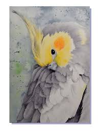 Original Watercolor Art Cockatiel Parrot Australian Bird Painting 5x7 Original Watercolor Art Bird Art Watercolor Bird