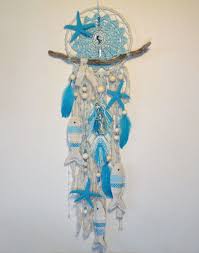 Attrape Reves Sur Le Theme De La Mer L Ocean Dans Les Tons Ecru Et Turquoise C Isabelle Milloz Home Decor Dream Catcher Decor