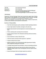 Food And Beverage Job Descriptions