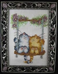 Small price to pay for fun and quality work. Cross Stitch Cats On A Swing Cross Stitch Patterns Cat Cross Stitch Pattern Cross Stitch Animals