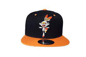 Scorbunny Flat Brimmed Snapback Hat Just In Time For Pokemon Sword And Shield Represent Your Favorite Starter With This Awesome Cap Hats Snapback Hats Brim