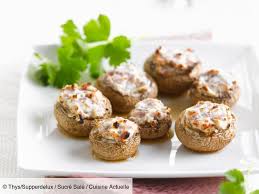 Champignons De Paris Farcis Au Chevre Et Au Jambon Recettes Recette Champignons De Paris Farcis Recettes De Cuisine Champignons Farcis