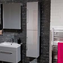 Shop wayfair for all the best wall mounted bathroom cabinets. Vellamo Aspire Gloss Grey Wall Mounted Tall Bathroom Storage Unit 1435mm Tap Warehouse