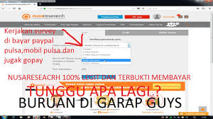 Berikut adalah lcara untuk mendapatkannya. Dapat Saldo Paypal Pulsa Dan Gopay Dari Webset Nusaresearch 100 Legit Youtube