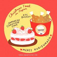 Merii Kurisumasu If You Are Wondering What People In Japan Eat For Christmas Eve It S Basically Fried Chicken An Kfc Christmas Japanese Christmas Japan