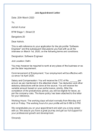 Appointment Letter Job Appointment Letter Format Sample Appointment Letter Templates A Plus Topper