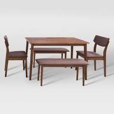 From necker island sir richard branson is interviewed by: 5pc Branson Wood Dining Set With Bench Walnut Stain Corliving Target