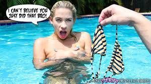 Hot Blonde Stepsister Khloe Fucks Brother in the Pool - Pornhub.com