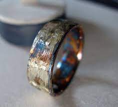 14k 18k Gold Sterling Silver Mixed Metal Custom Wedding Band 8mm Comfort Fit Mens Ring Oxidized Silver Rings For Men Mens Wedding Rings Viking Wedding Ring