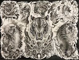 Tim Lehi Black And Grey Tiger Poster Black And Grey Tattoos Tiger Poster Japanese Tiger Tattoo