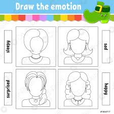 Starke emotionen können ganz schön fies sein. Zeichnen Sie Die Emotionen Arbeitsblatt Vervollstandigen Sie Das Gesicht Stock Vektorgrafi Crushpixel