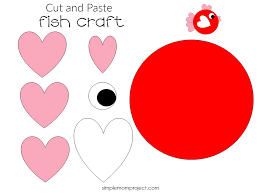 Free printable colored fish template. Free Printable Cut And Paste Heart Fish Craft With Fish Template