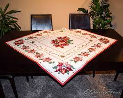 Christmas Tablecloth Poinsettia Christmas Star Tapestry Etsy Christmas Table Cloth Christmas Table Table Cloth