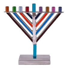 In hebrew, hanukkah means dedication. Multicolor Chabad Hanukkah Menorah Your Holy Land Store