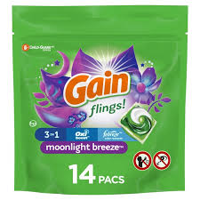I showed him how easy it was to load the clothes into the washer and then, just add a little pouch of gain. Gain Flings Liquid Laundry Detergent Moonlight Breeze 14 Ct Walmart Com Walmart Com